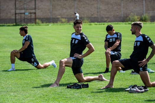 lacrosse players warming up