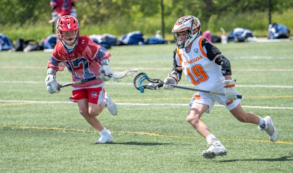 lacrosse players focusing during a game