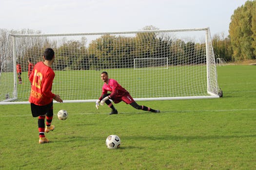 goalkeeper in action blocking a shot